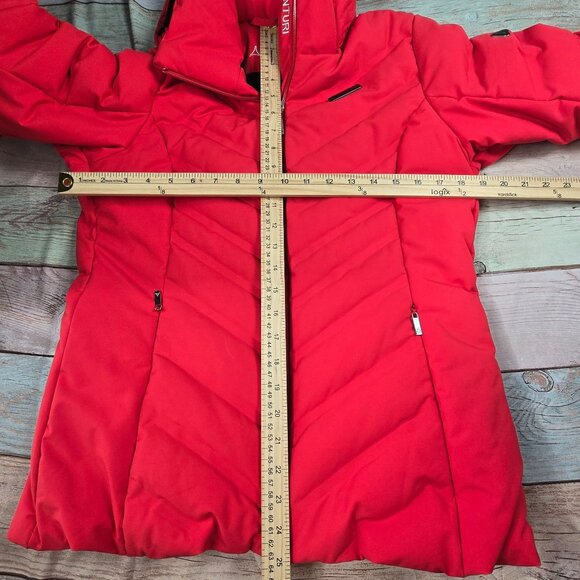 Schöffel Womens Size 10 Red Puffer Down Jacket With Hood - Picture 8 of 11